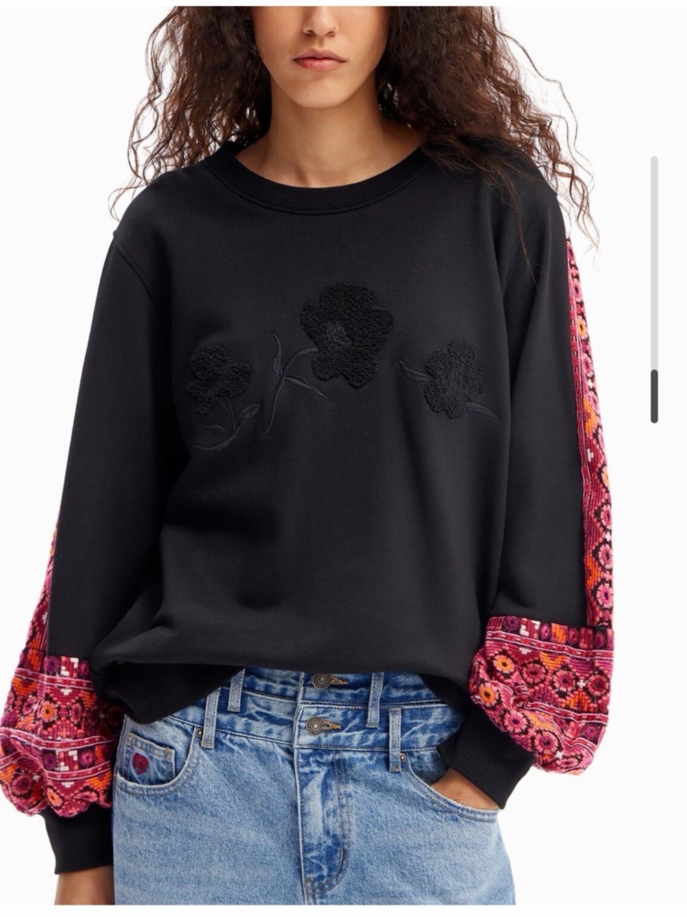 Desigual EMBROIDERED BALLOON SLEEVE SWEATSHIRT Women Size M - Medium